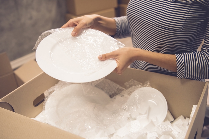 Use bubble wrap to pack your storage boxes with care.