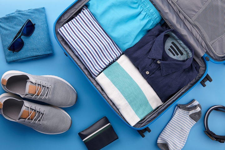 Use suitcases, backpacks and duffle bags to pack some clothes.