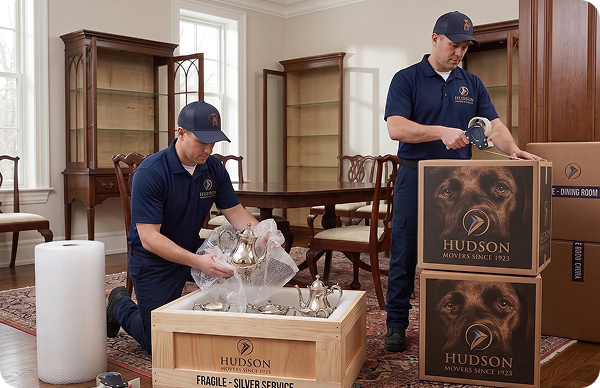 Profession moving crew packing items